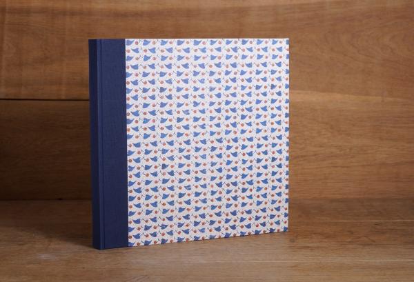 Photo album "Blue hearts", handmade photo album, for gluing, blue linen back